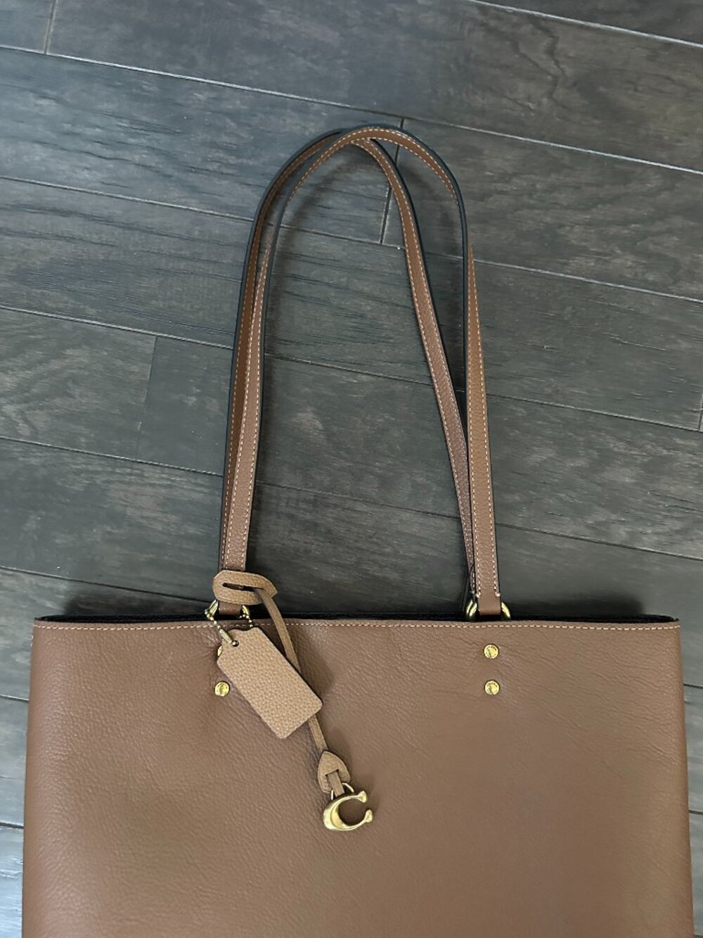 Coach Plaza Brown Pebble Polished Leather Tote/Shoulder Bag #A2080-88341 - Picture 3 of 13